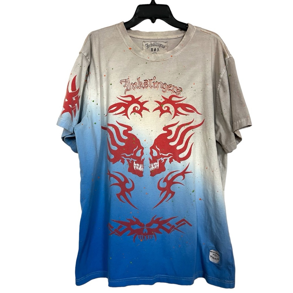 Vintage Inkslingers USA Blue Moe Short Sleeve Crew Neck Tattoo T-shirt Size 2XL